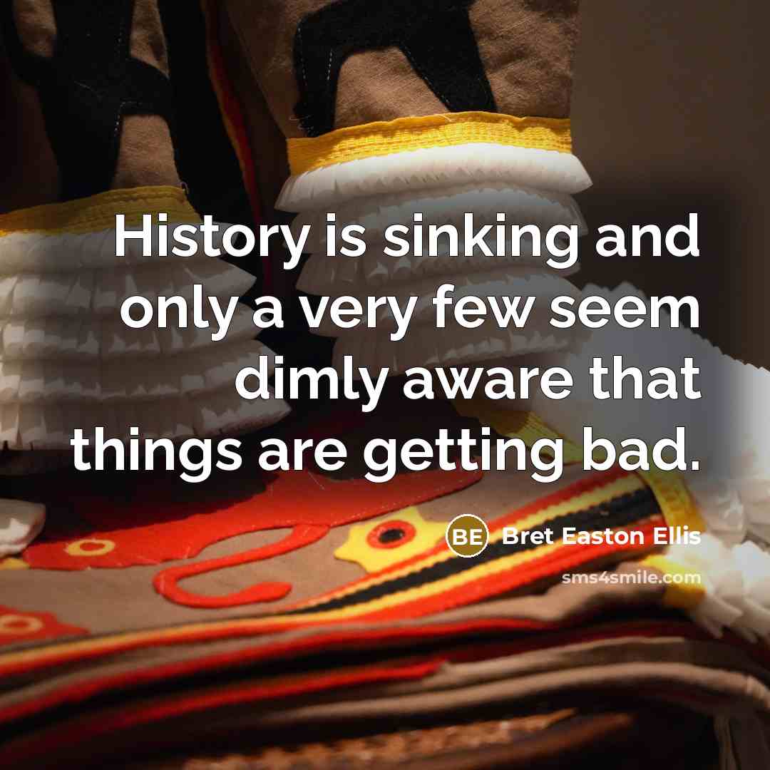 “History is sinking and only a very few seem dimly aware that things are getting bad.” quote by Bret Easton Ellis