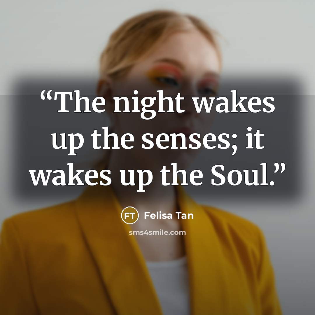 “The night wakes up the senses; it wakes up the Soul.” quote by Felisa Tan