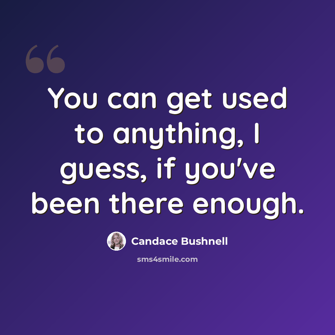 “You can get used to anything, I guess, if you've been there enough.” quote by Candace Bushnell