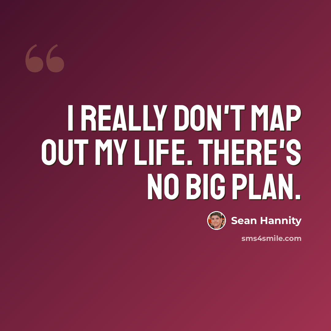 “I really don't map out my life. There's no big plan.” quote by Sean Hannity