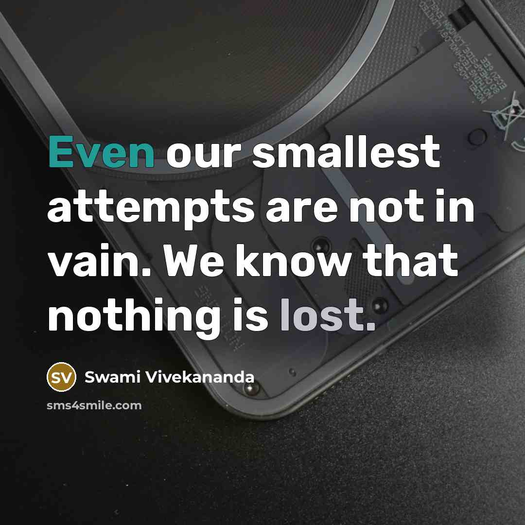“Even our smallest attempts are not in vain. We know that nothing is lost.” quote by Swami Vivekananda
