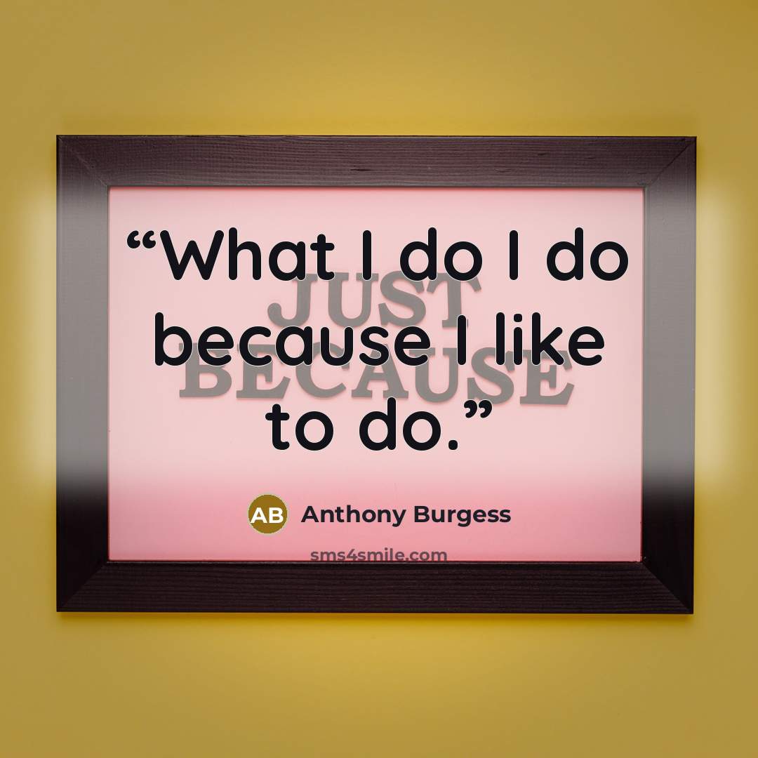 “What I do I do because I like to do.” quote by Anthony Burgess