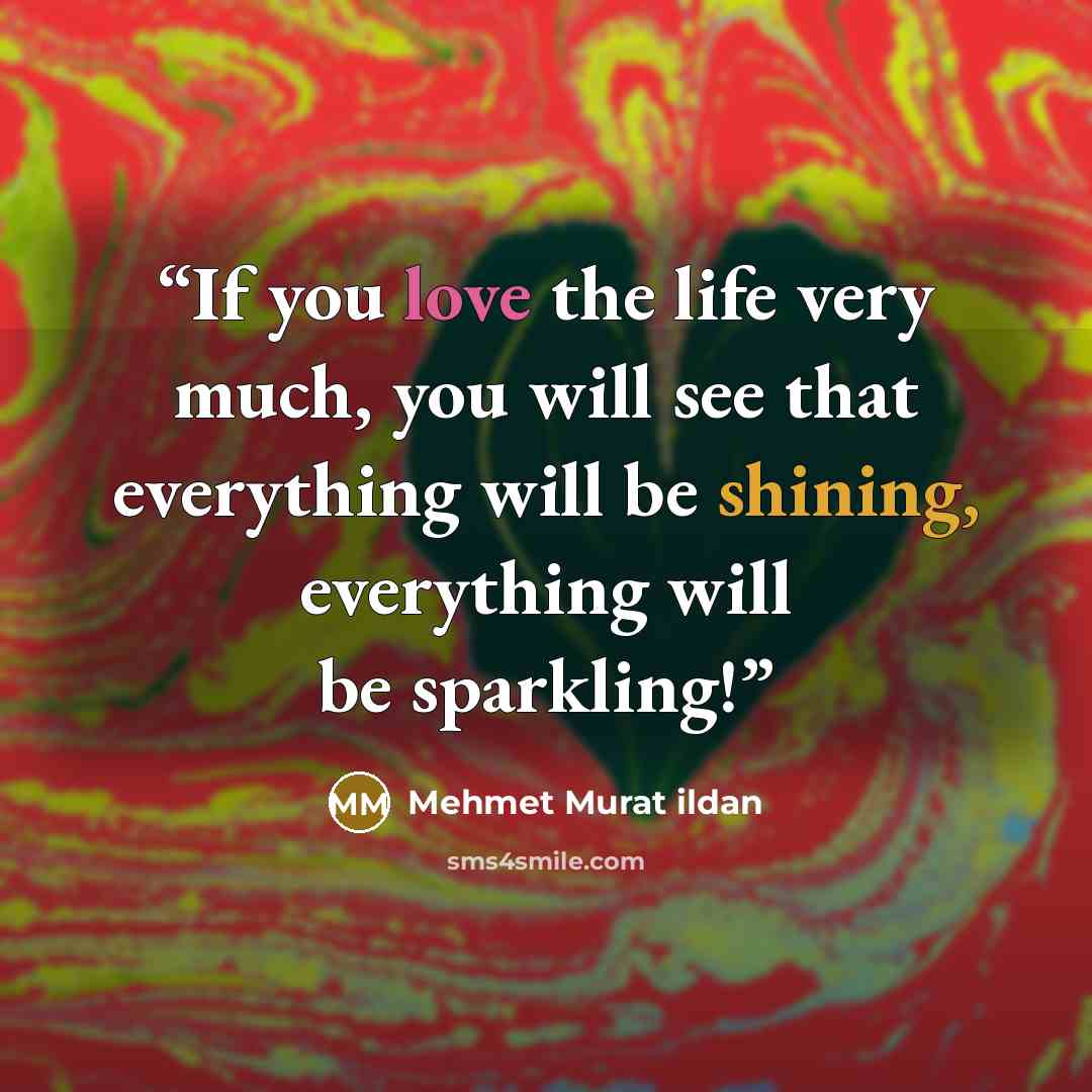 “If you love the life very much, you will see that everything will be shining, everything will be sparkling!” quote by Mehmet Murat ildan