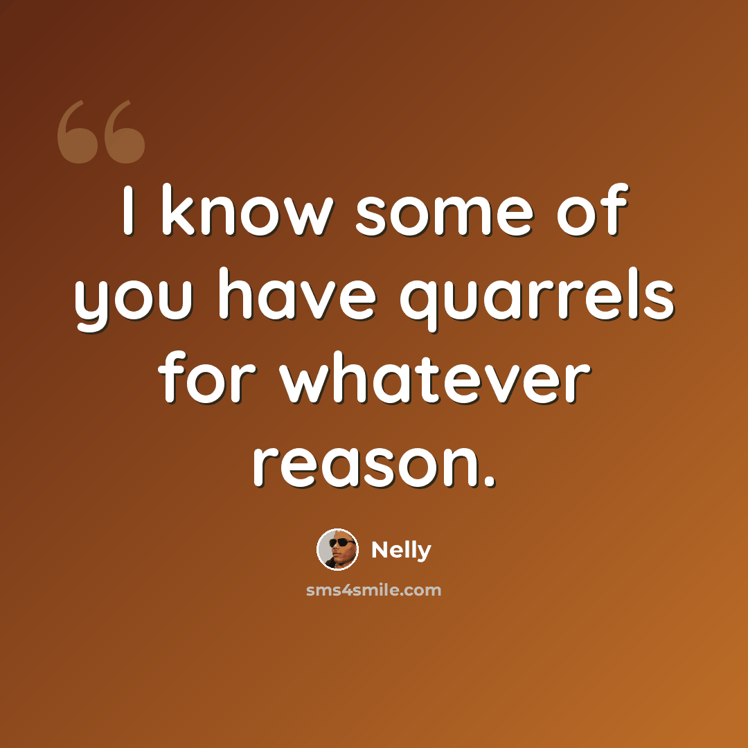“I know some of you have quarrels for whatever reason.” quote by Nelly