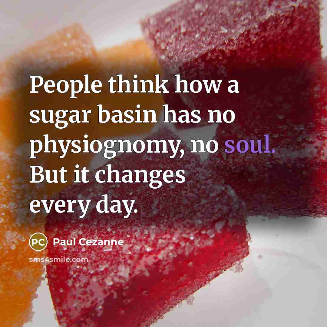 “People think how a sugar basin has no physiognomy, no soul. But it changes every day.” quote by Paul Cezanne