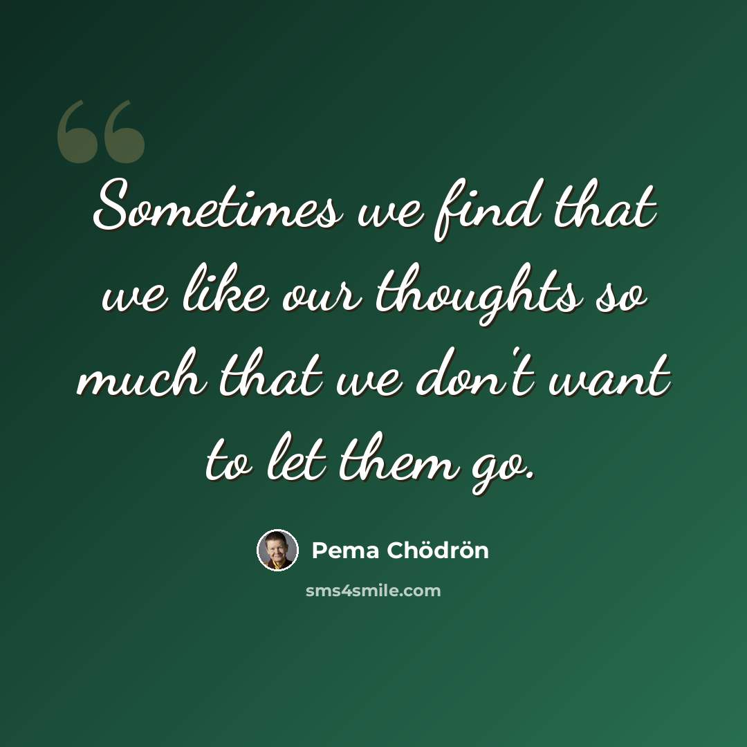 “Sometimes we find that we like our thoughts so much that we don't want to let them go.” quote by Pema Chodron