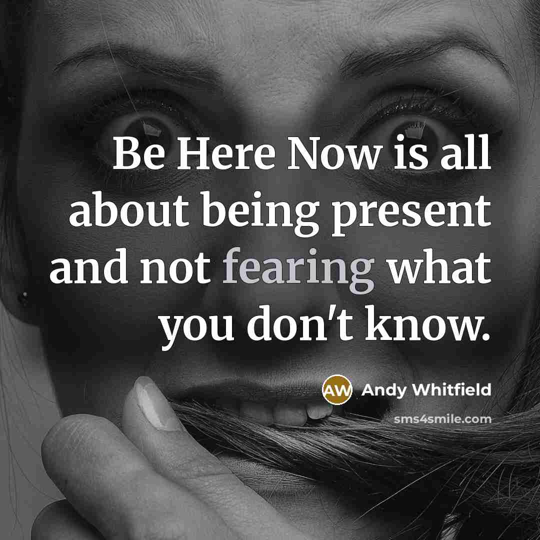 “Be Here Now is all about being present and not fearing what you don't know.” quote by Andy Whitfield