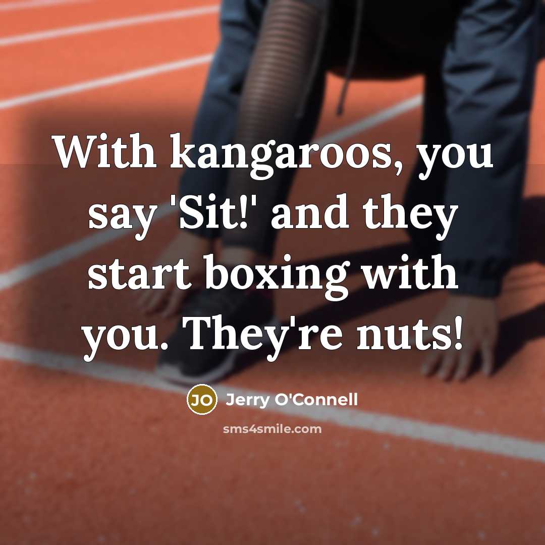 “With kangaroos, you say 'Sit!' and they start boxing with you. They're nuts!” quote by Jerry O'Connell