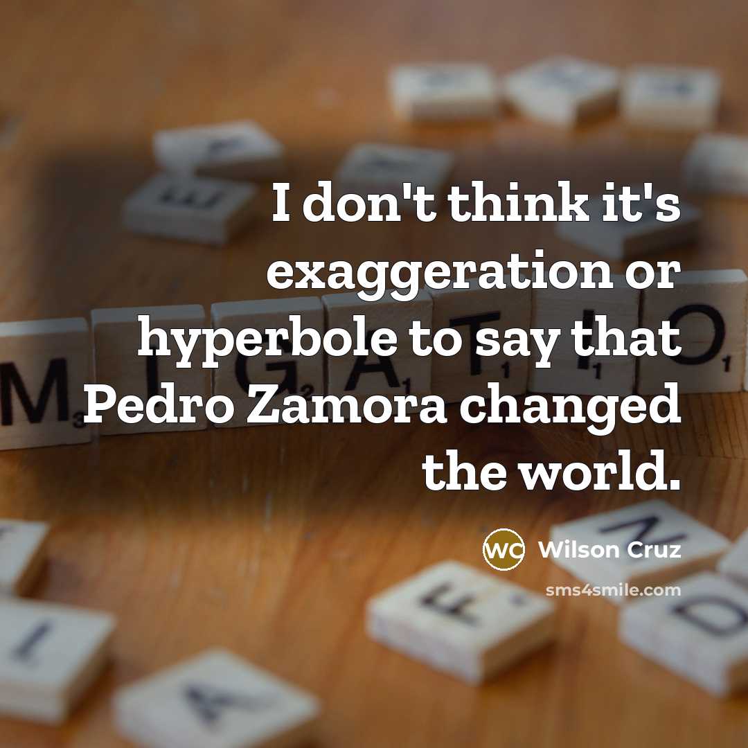 “I don't think it's exaggeration or hyperbole to say that Pedro Zamora changed the world.” quote by Wilson Cruz