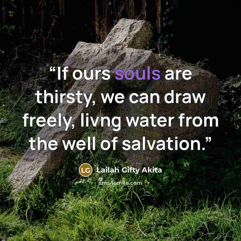 “If ours souls are thirsty, we can draw freely, livng water from the well of salvation.” quote by Lailah Gifty Akita