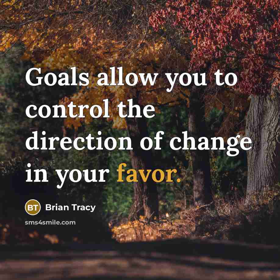 “Goals allow you to control the direction of change in your favor.” quote by Brian Tracy
