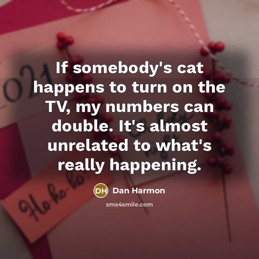 “If somebody's cat happens to turn on the TV, my numbers can double. It's almost unrelated to what's really happening.” quote by Dan Harmon