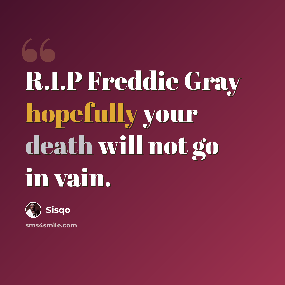 “R.I.P Freddie Gray hopefully your death will not go in vain.” quote by Sisqo