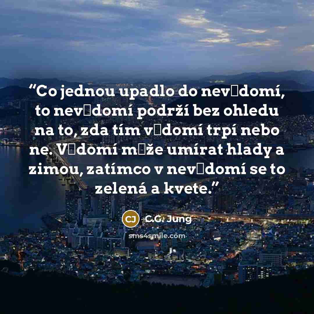 “Co jednou upadlo do nevědomí, to nevědomí podrží bez ohledu na to, zda tím vědomí trpí nebo ne. Vědomí může umírat hlady a zimou, zatímco v nevědomí se to zelená a kvete.” quote by C.G. Jung