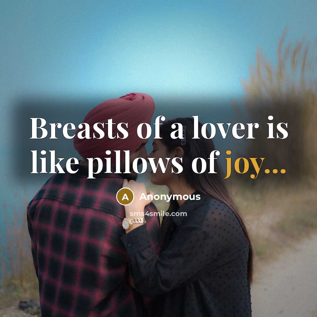 “Breasts of a lover is like pillows of joy...” quote by Anonymous