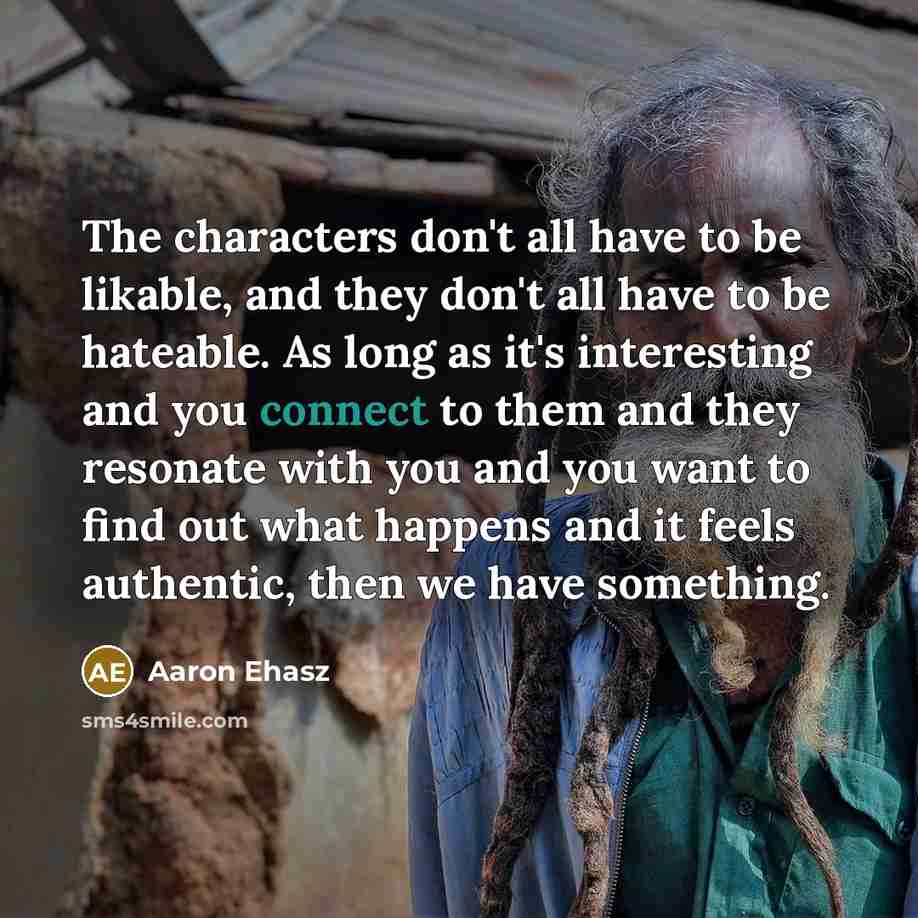 “The characters don't all have to be likable, and they don't all have to be hateable. As long as it's interesting and you connect to them and they resonate with you and you want to find out what happens and it feels authentic, then we have something.” quote by Aaron Ehasz