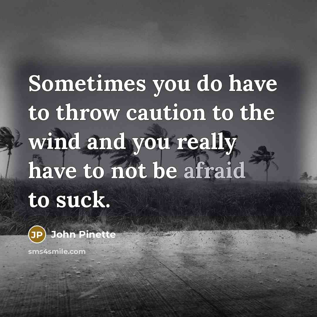 “Sometimes you do have to throw caution to the wind and you really have to not be afraid to suck.” quote by John Pinette