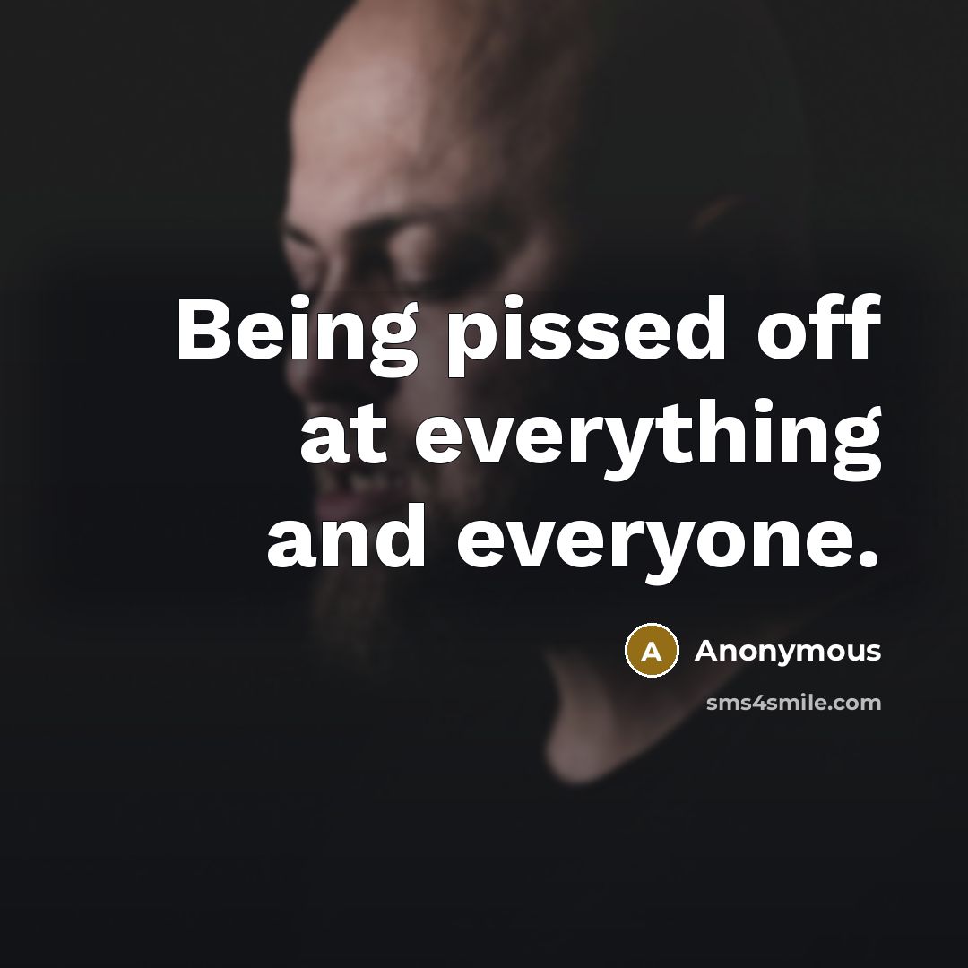“Being pissed off at everything and everyone.” quote by Anonymous