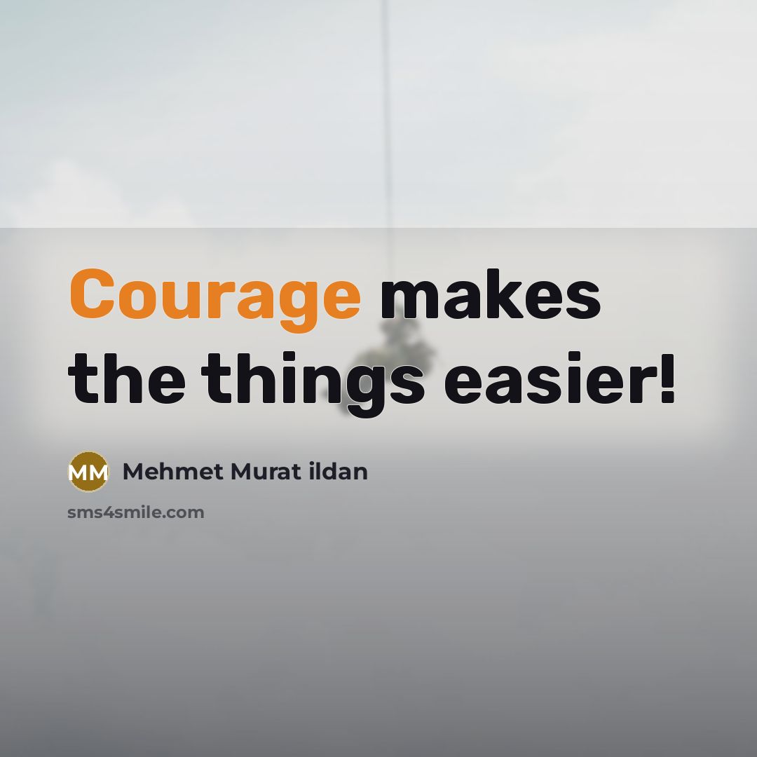 “Courage makes the things easier!” quote by Mehmet Murat Ildan