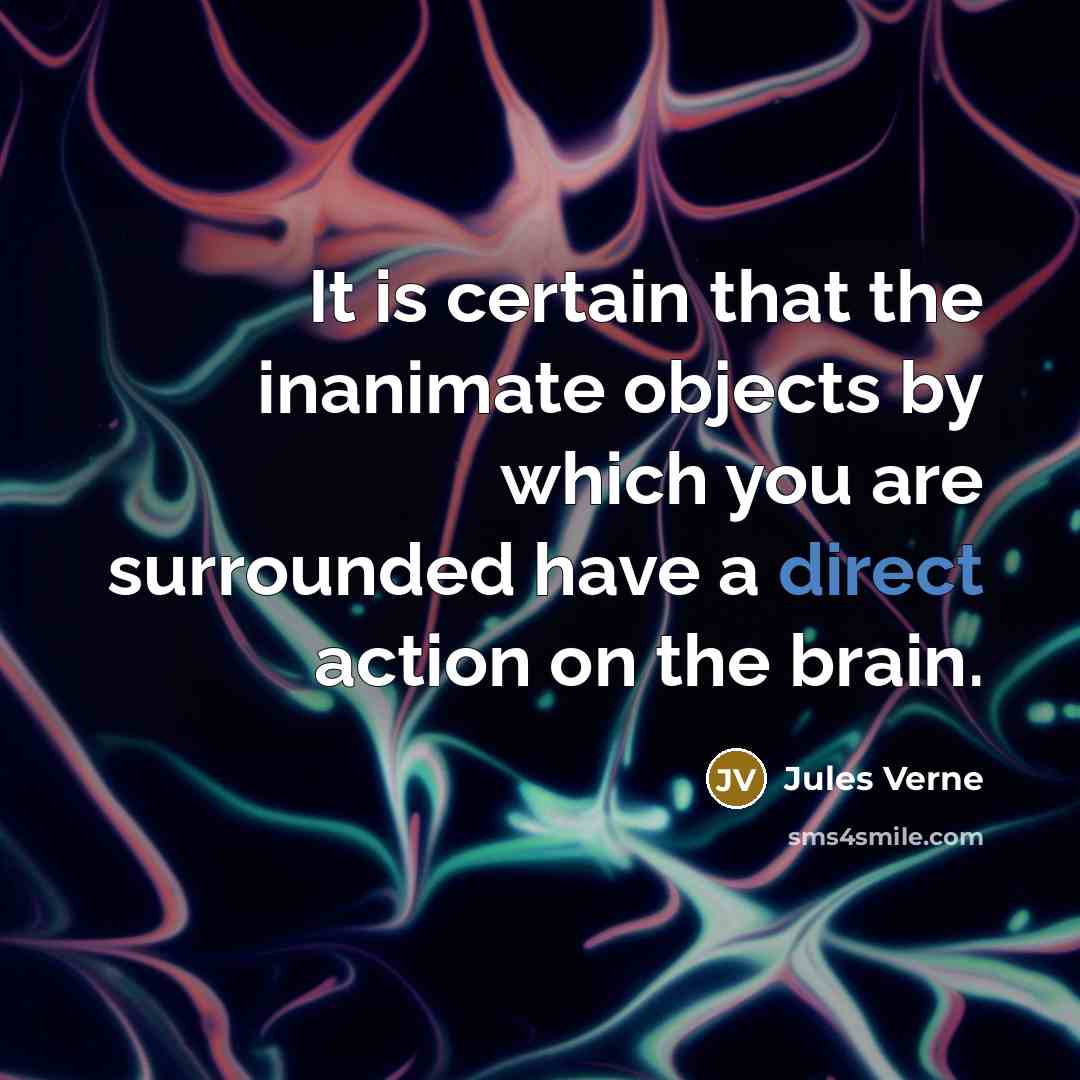 “It is certain that the inanimate objects by which you are surrounded have a direct action on the brain.” quote by Jules Verne