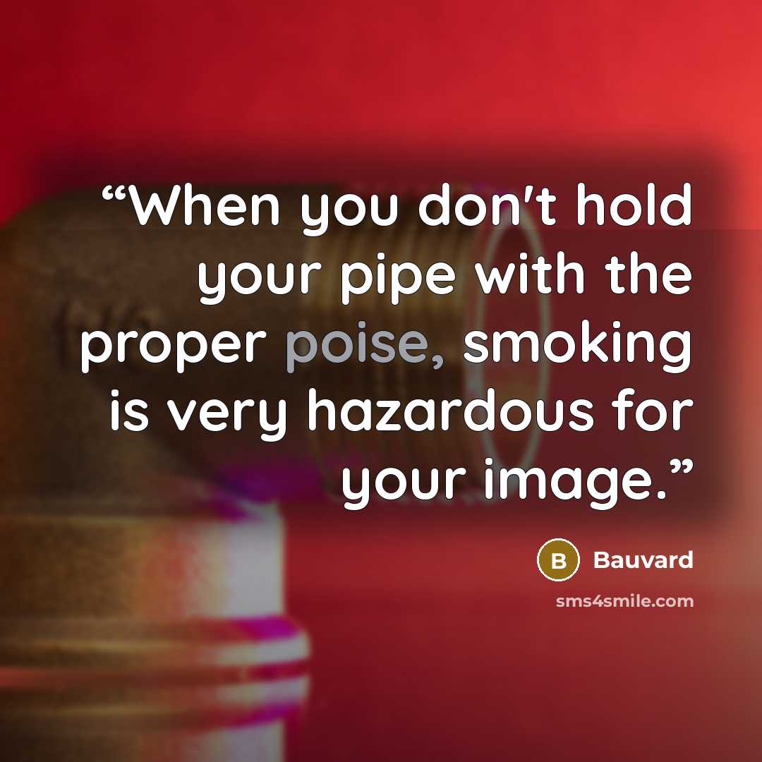 “When you don't hold your pipe with the proper poise, smoking is very hazardous for your image.” quote by Bauvard