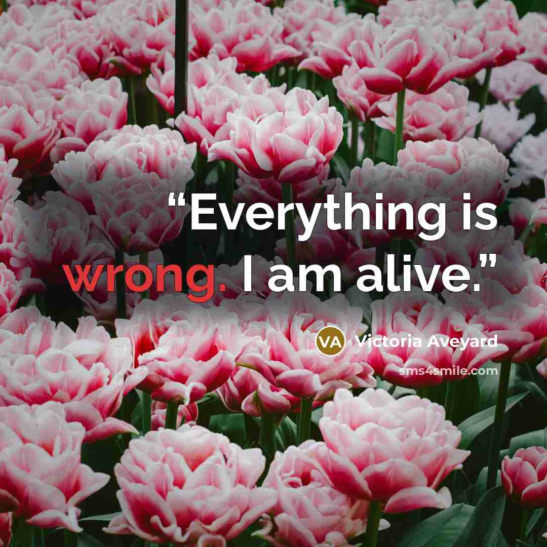 “Everything is wrong. I am alive.” quote by Victoria Aveyard