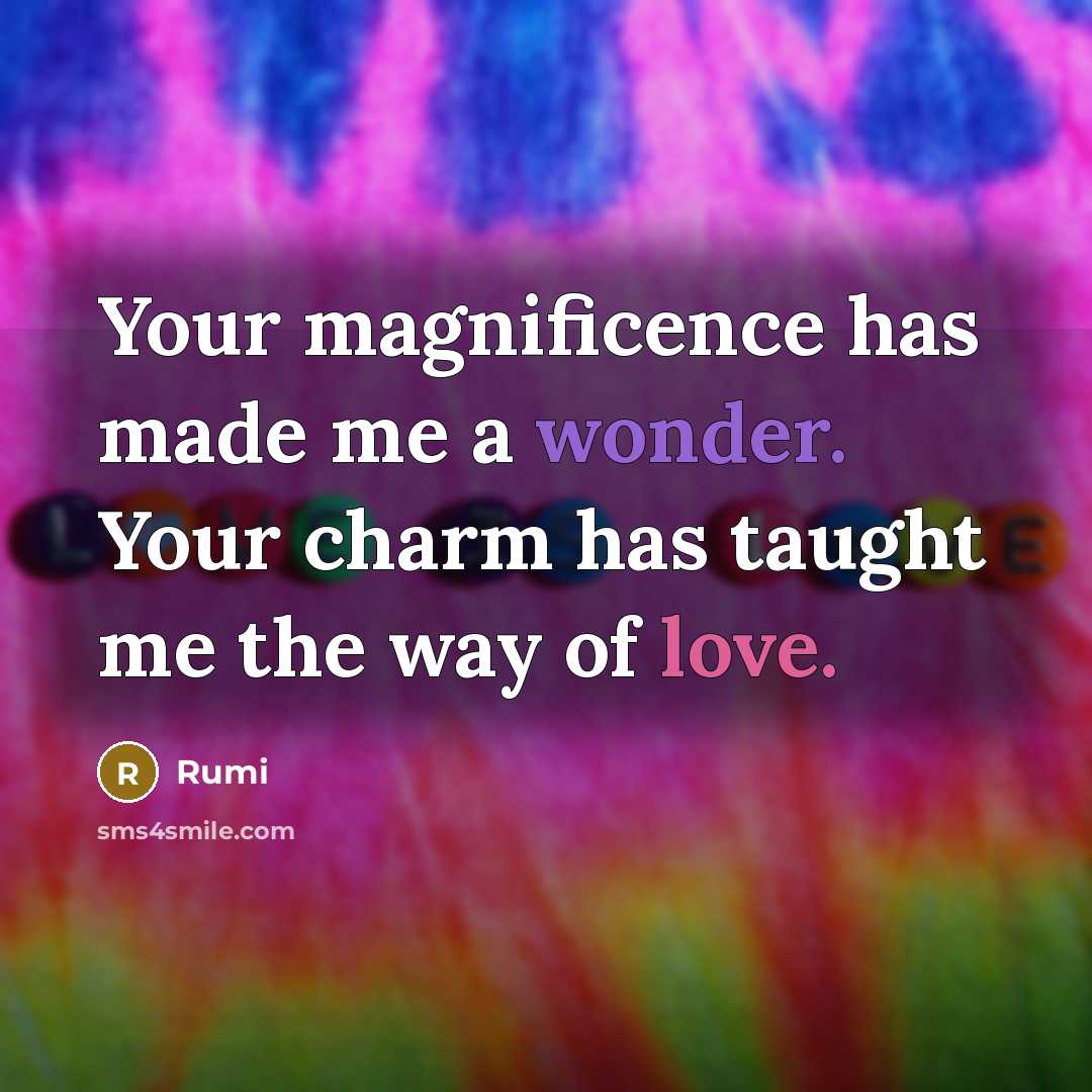 “Your magnificence has made me a wonder. Your charm has taught me the way of love.” quote by Rumi