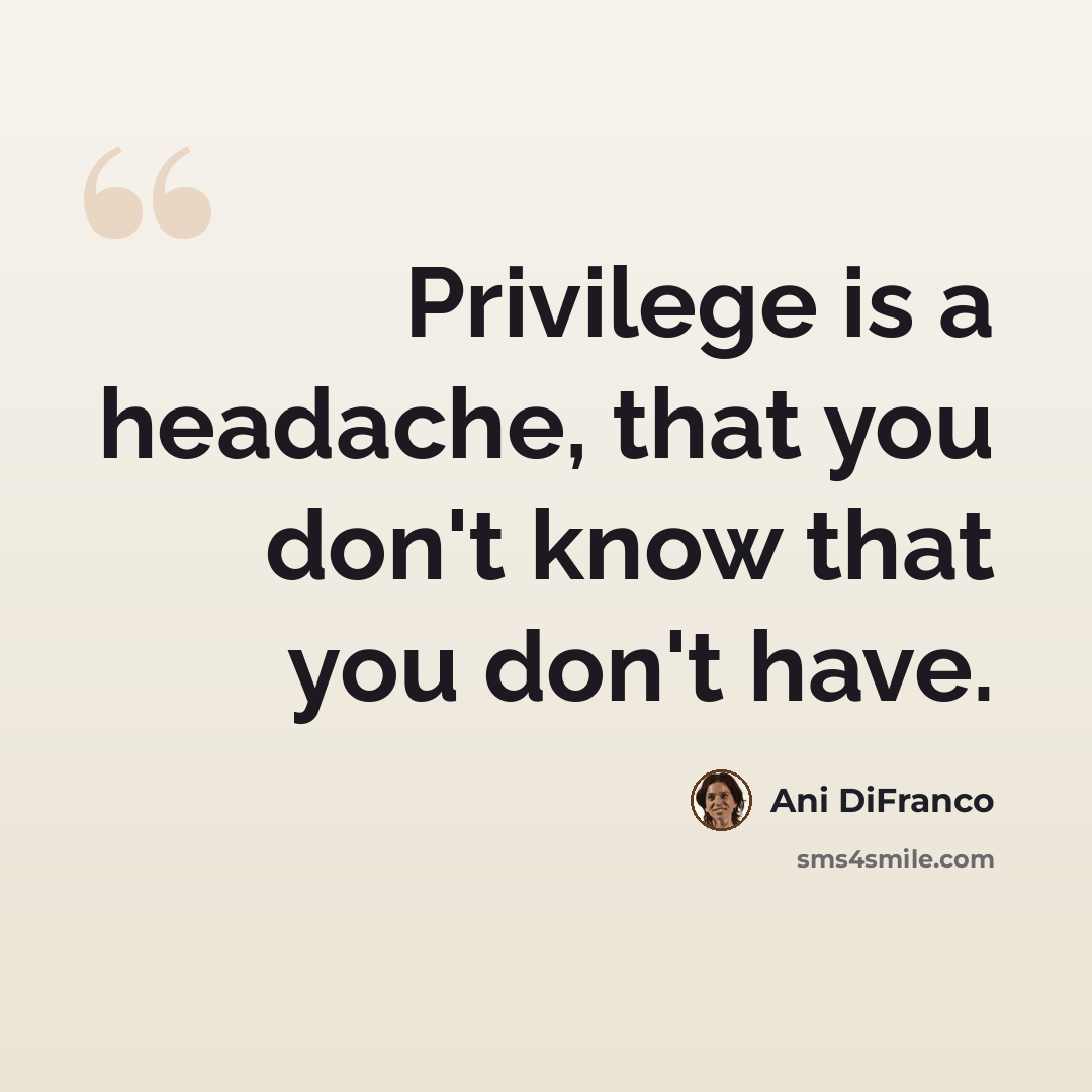 “Privilege is a headache, that you don't know that you don't have.” quote by Ani DiFranco