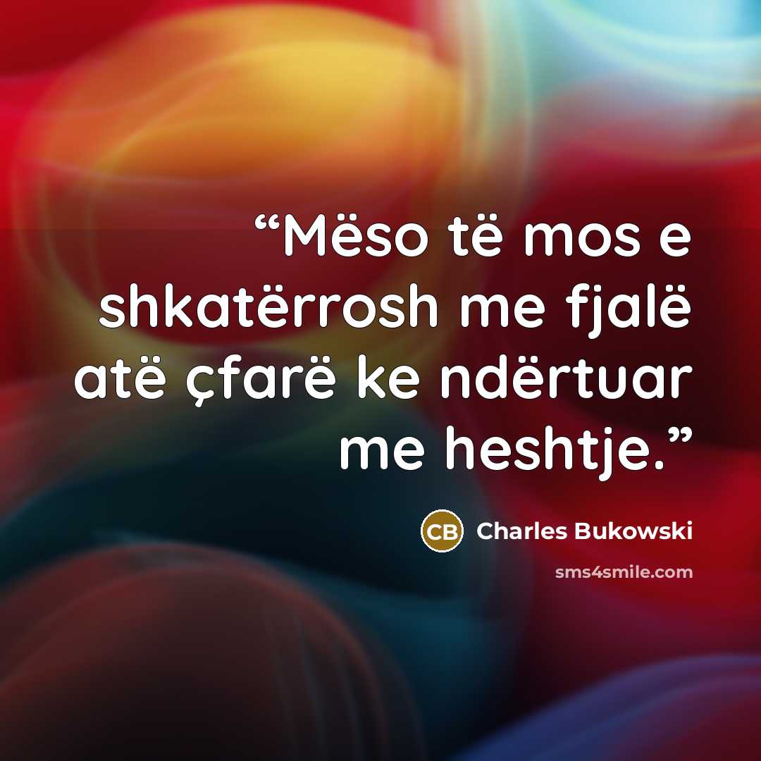 “Mëso të mos e shkatërrosh me fjalë atë çfarë ke ndërtuar me heshtje.” quote by Charles Bukowski