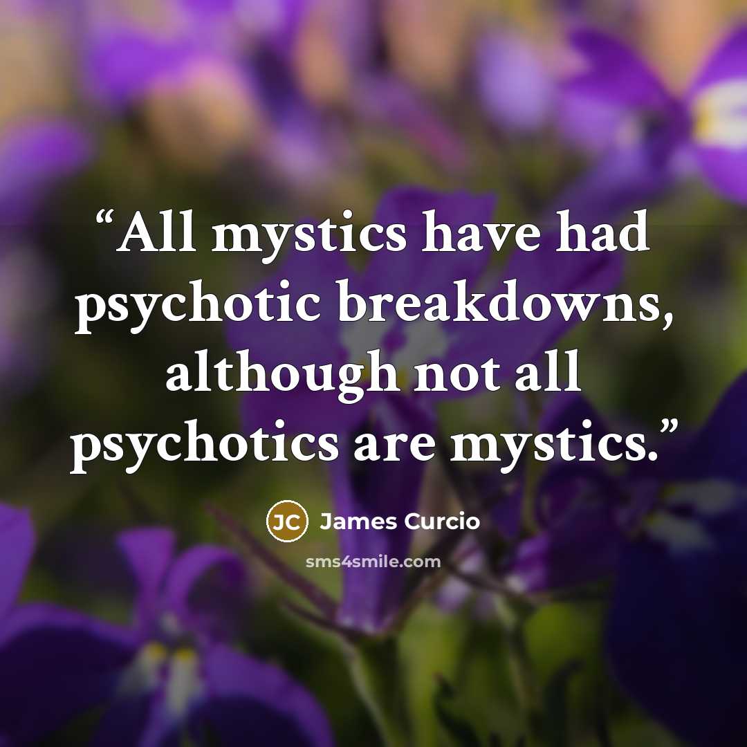 “All mystics have had psychotic breakdowns, although not all psychotics are mystics.” quote by James Curcio
