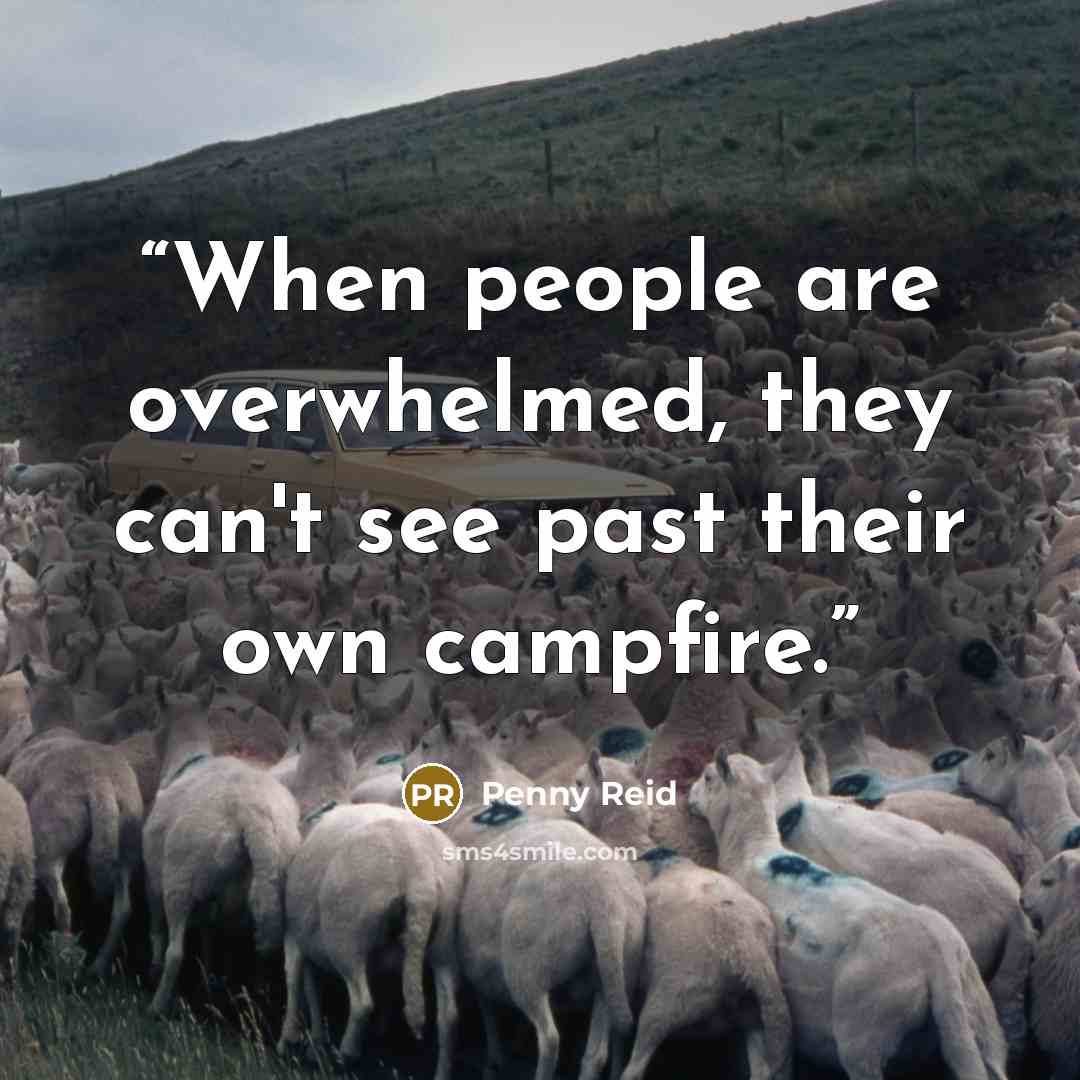 “When people are overwhelmed, they can't see past their own campfire.” quote by Penny Reid