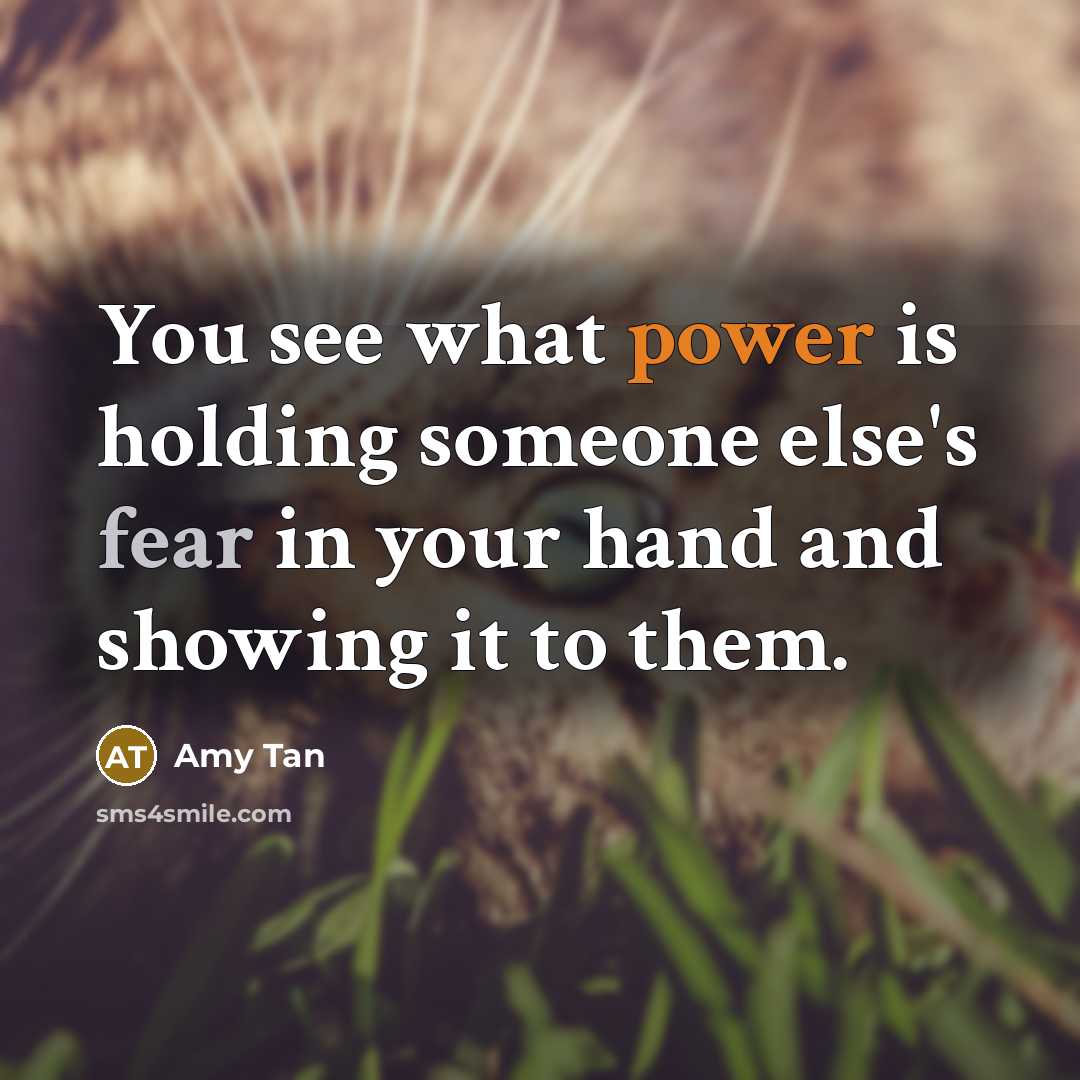“You see what power is holding someone else's fear in your hand and showing it to them.” quote by Amy Tan