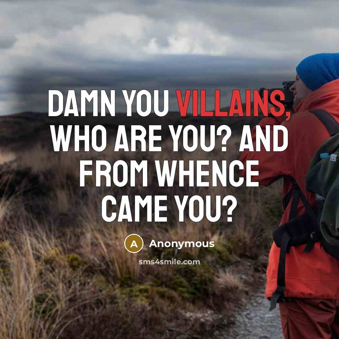 “Damn you villains, who are you? And from whence came you?” quote by Anonymous