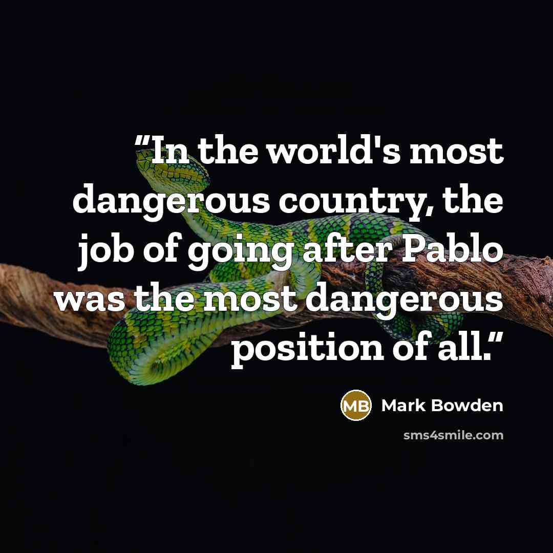 “In the world's most dangerous country, the job of going after Pablo was the most dangerous position of all.” quote by Mark Bowden