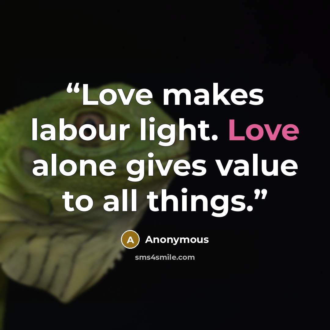 “Love makes labour light. Love alone gives value to all things.” quote by Anonymous