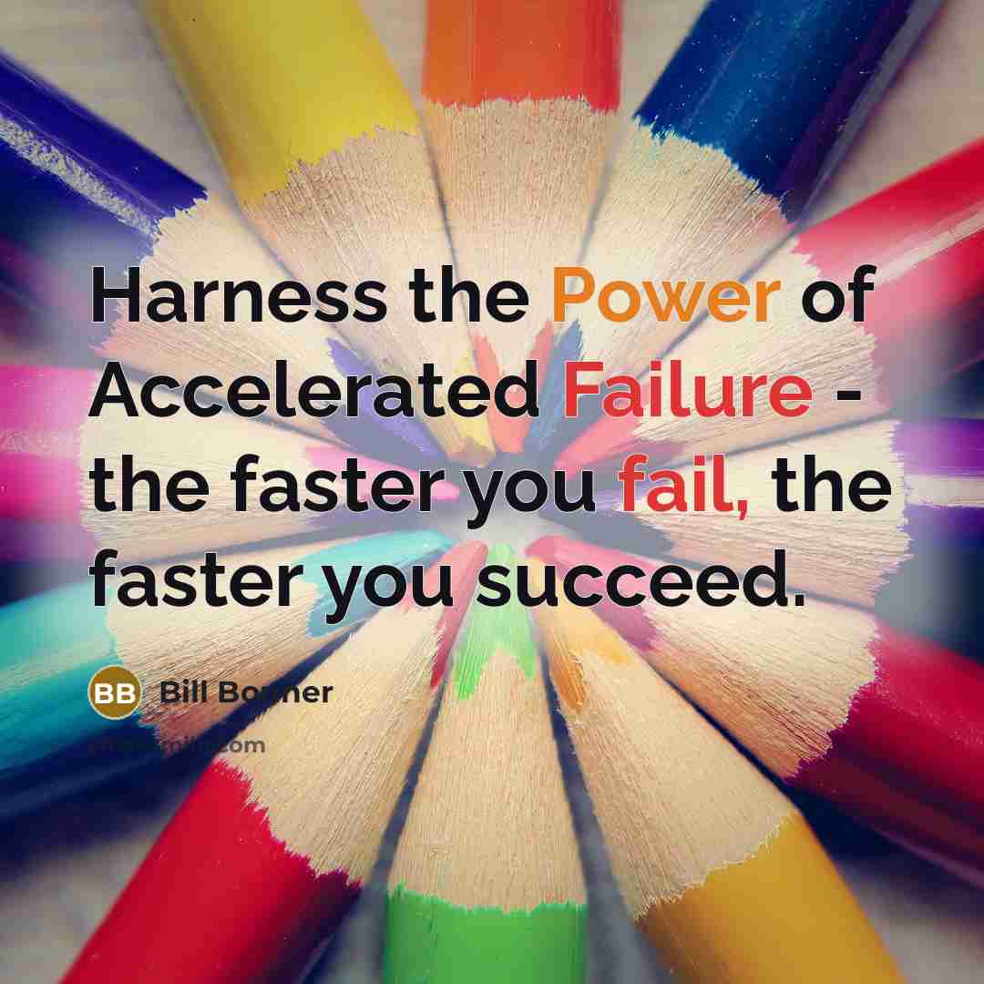 “Harness the Power of Accelerated Failure - the faster you fail, the faster you succeed.” quote by Bill Bonner