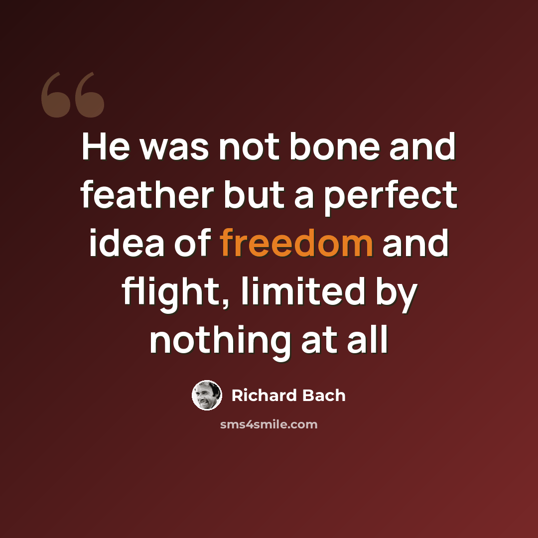 “He was not bone and feather but a perfect idea of freedom and flight, limited by nothing at all” quote by Richard Bach