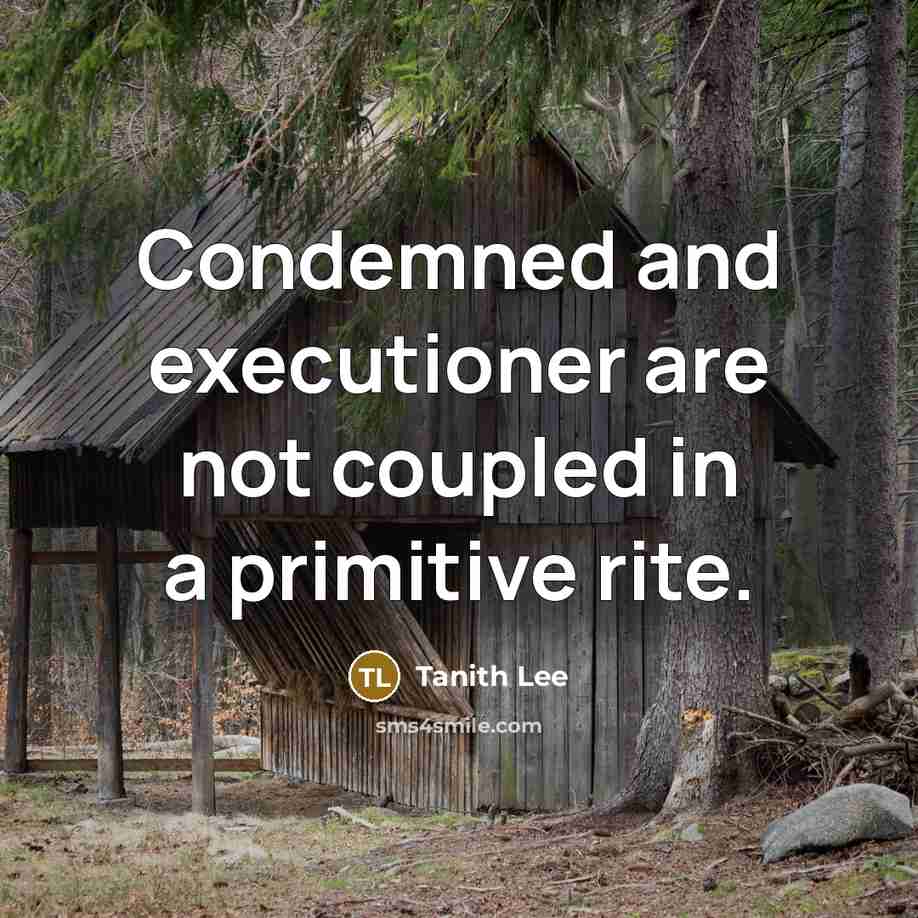 “Condemned and executioner are not coupled in a primitive rite.” quote by Tanith Lee
