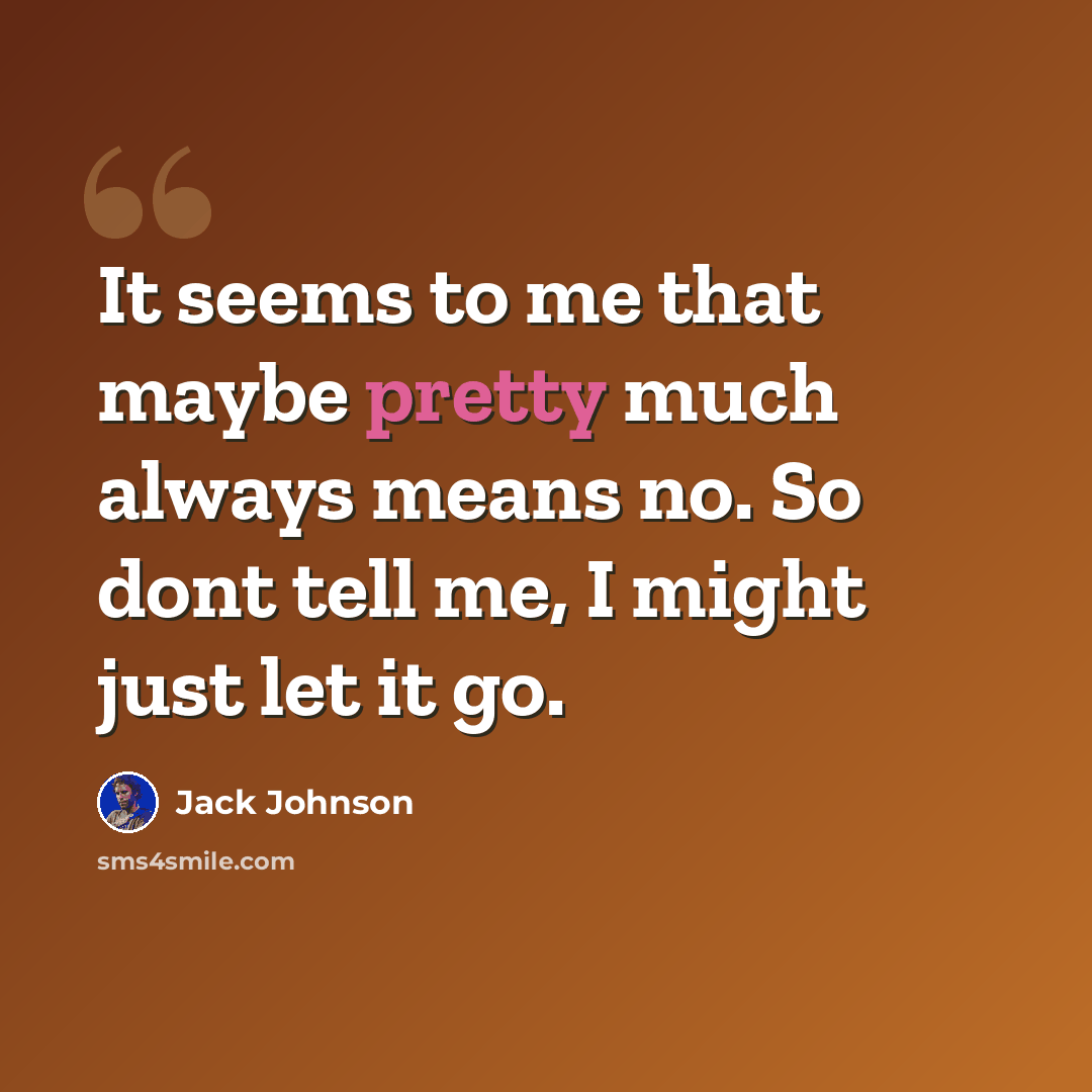 “It seems to me that maybe pretty much always means no. So dont tell me, I might just let it go.” quote by Jack Johnson
