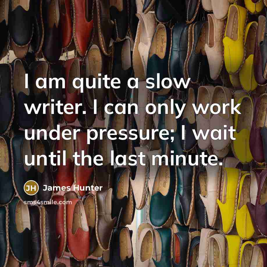 “I am quite a slow writer. I can only work under pressure; I wait until the last minute.” quote by James Hunter