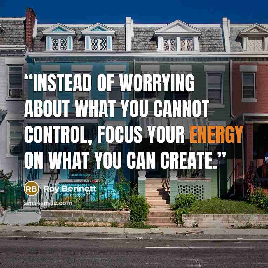 “Instead of worrying about what you cannot control, focus your energy on what you can create.” quote by Roy Bennett