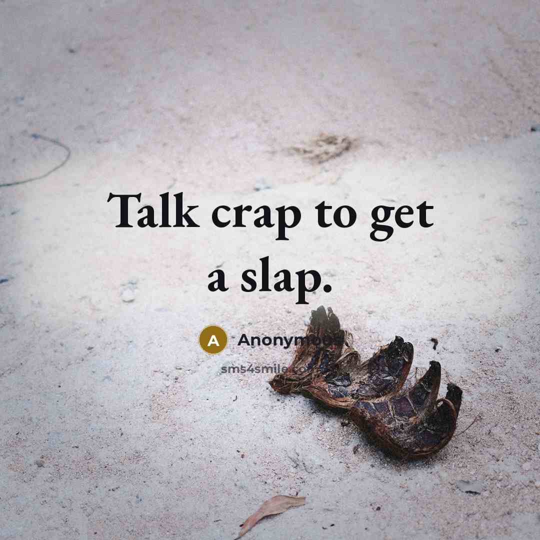 “Talk crap to get a slap.” quote by Anonymous