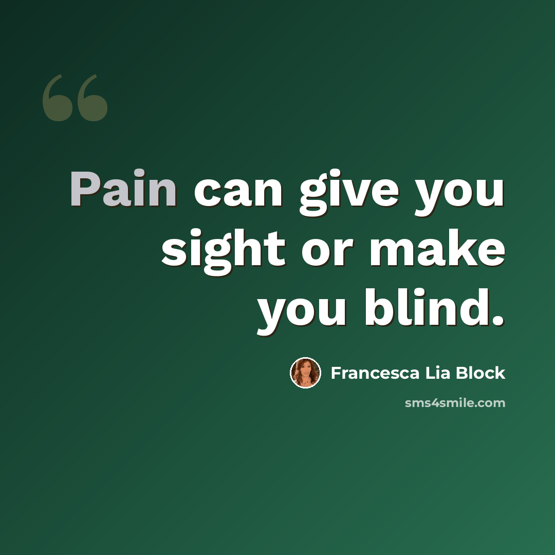 “Pain can give you sight or make you blind.” quote by Francesca Lia Block
