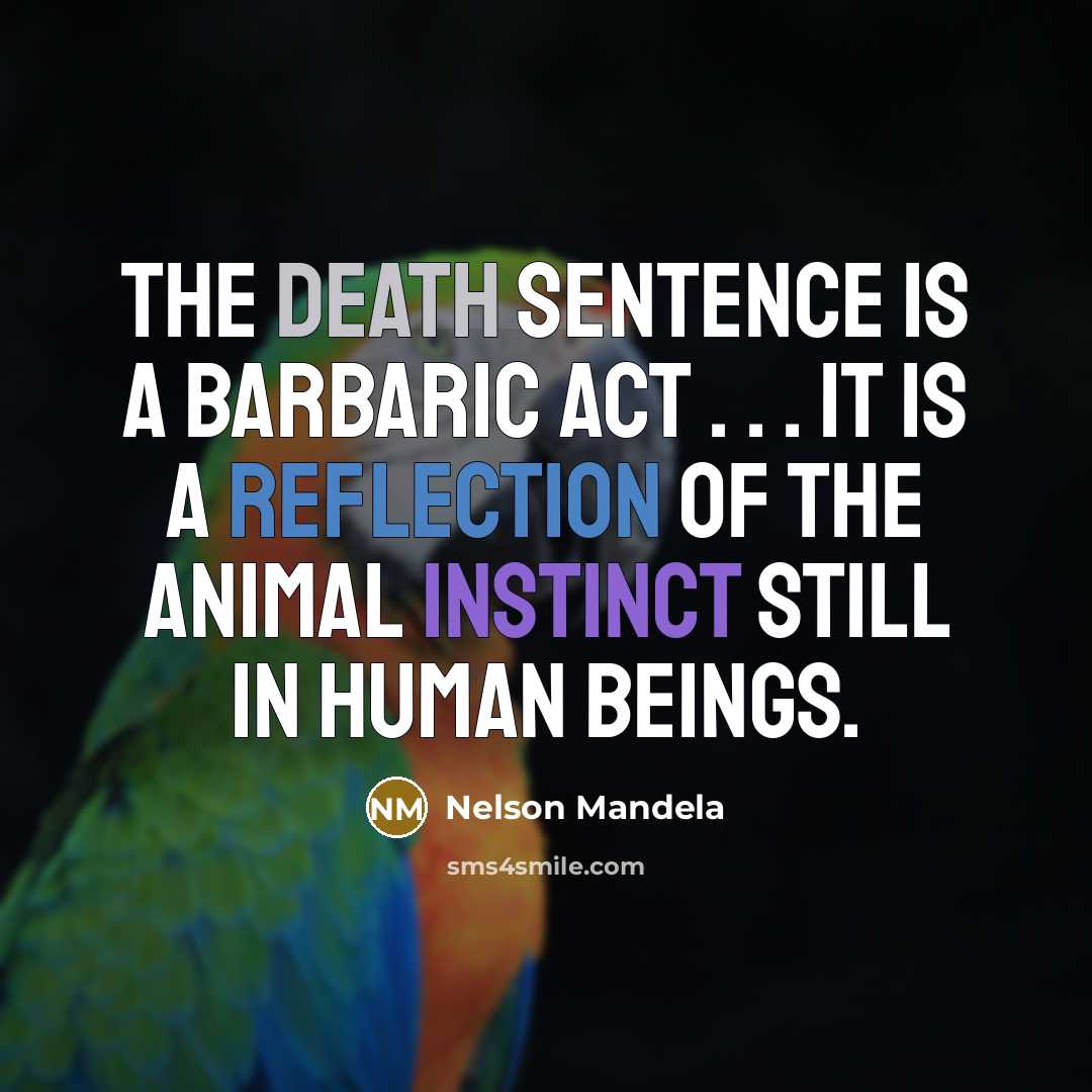 “The death sentence is a barbaric act . . . It is a reflection of the animal instinct still in human beings.” quote by Nelson Mandela