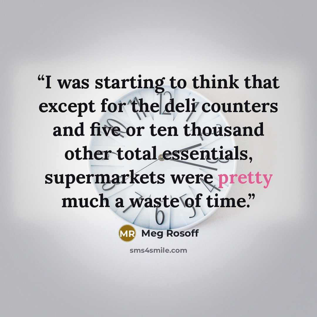 “I was starting to think that except for the deli counters and five or ten thousand other total essentials, supermarkets were pretty much a waste of time.” quote by Meg Rosoff