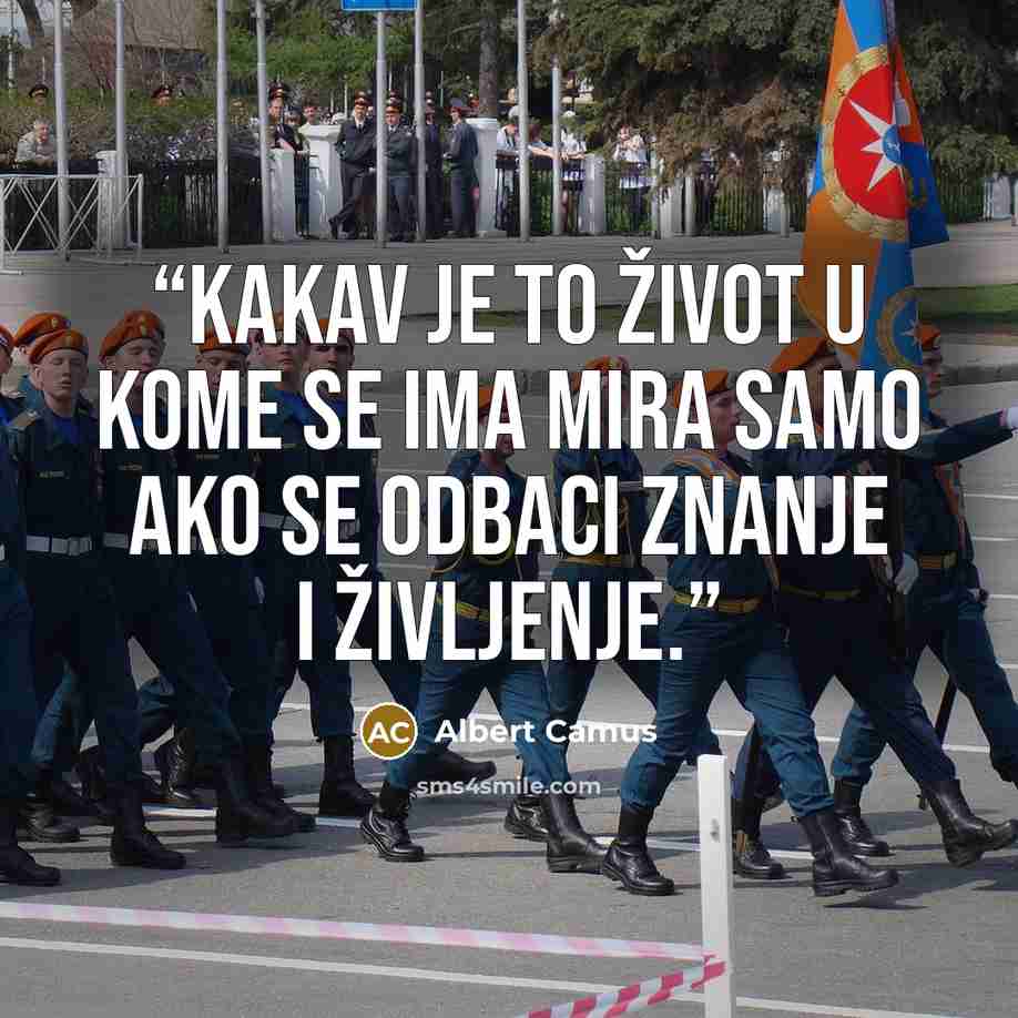 “Kakav je to život u kome se ima mira samo ako se odbaci znanje i življenje.” quote by Albert Camus