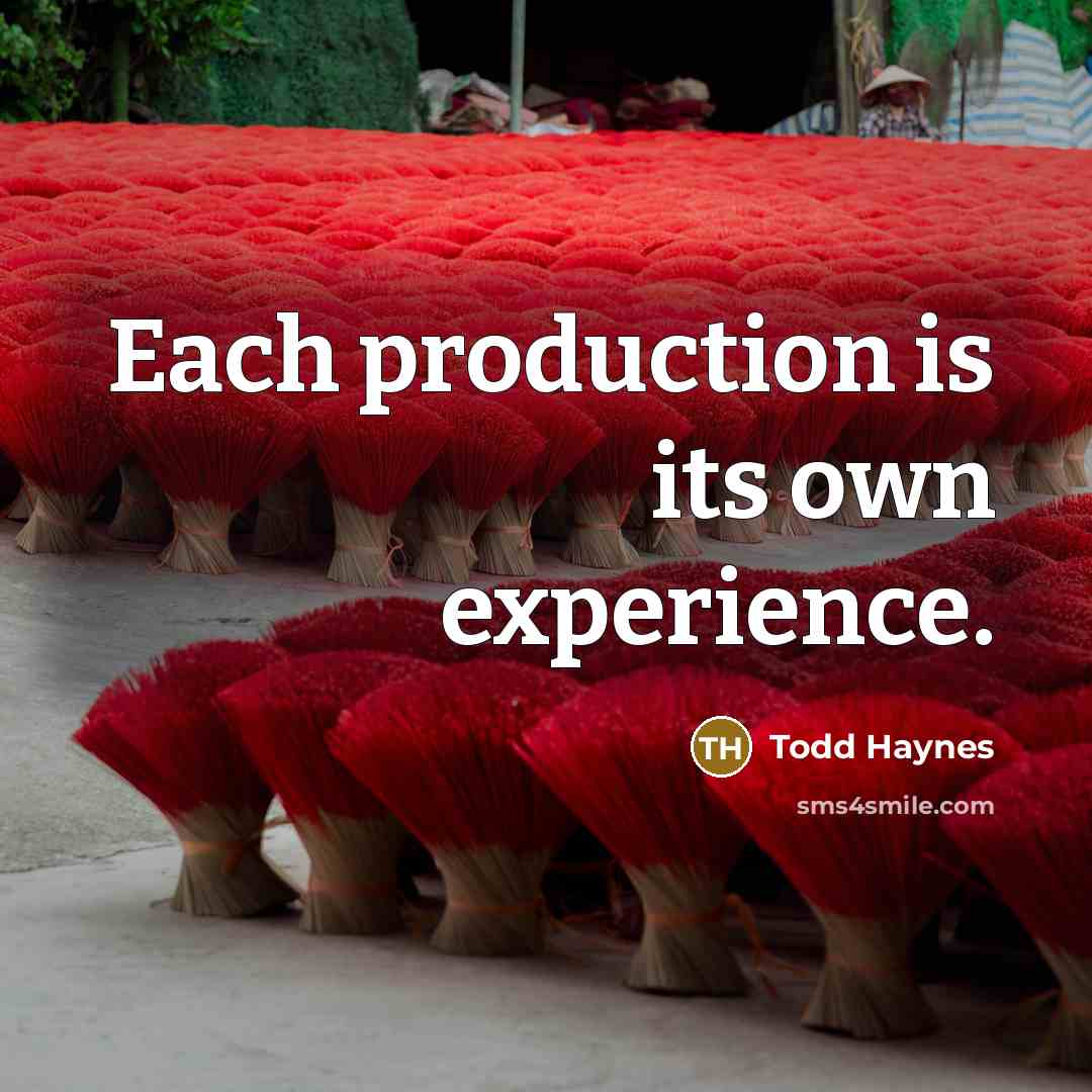 “Each production is its own experience.” quote by Todd Haynes