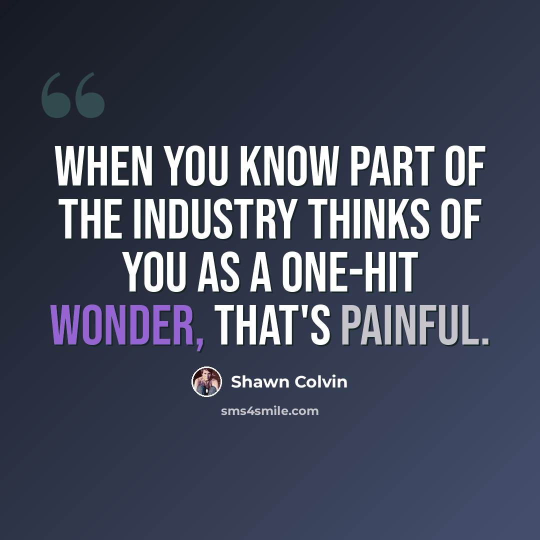 “When you know part of the industry thinks of you as a one-hit wonder, that's painful.” quote by Shawn Colvin