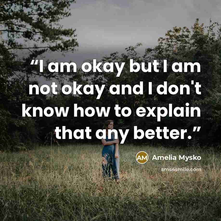“I am okay but I am not okay and I don't know how to explain that any better.” quote by Amelia Mysko