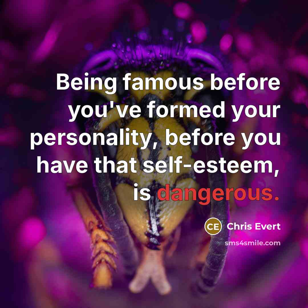 “Being famous before you've formed your personality, before you have that self-esteem, is dangerous.” quote by Chris Evert